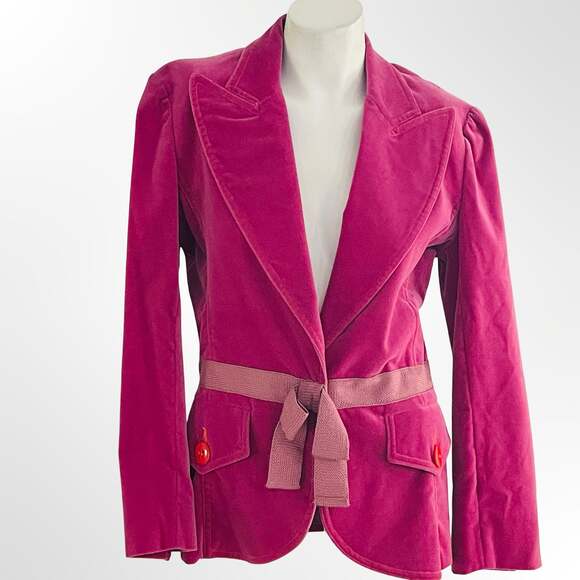 Samantha Treacy Jackets & Blazers - Samantha Treacy Women's Hot Pink Velvet Blazer Jacket with Floral Lining